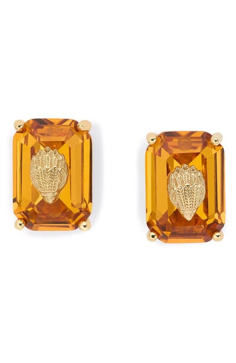Emerald Cut Crystal Eagle's Head Stud Earrings
