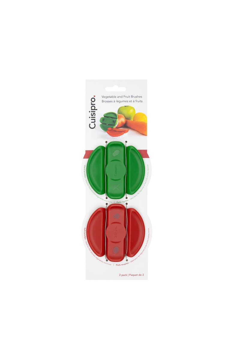 CUISIPRO Vegetable Cleaning Brush 2 Pack, 3.5", 1 Soft 1 Hard, Alternate, color, Multicolored