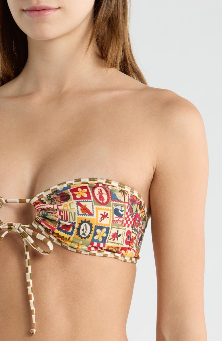 PacSun Jasper Strapless Bandeau Bikini Top, Alternate, color, Yellow Multi