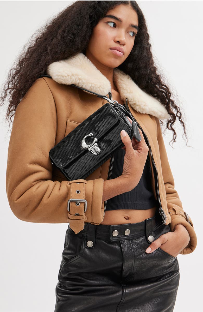 COACH Studio Sequin Baguette Shoulder Bag, Alternate, color,