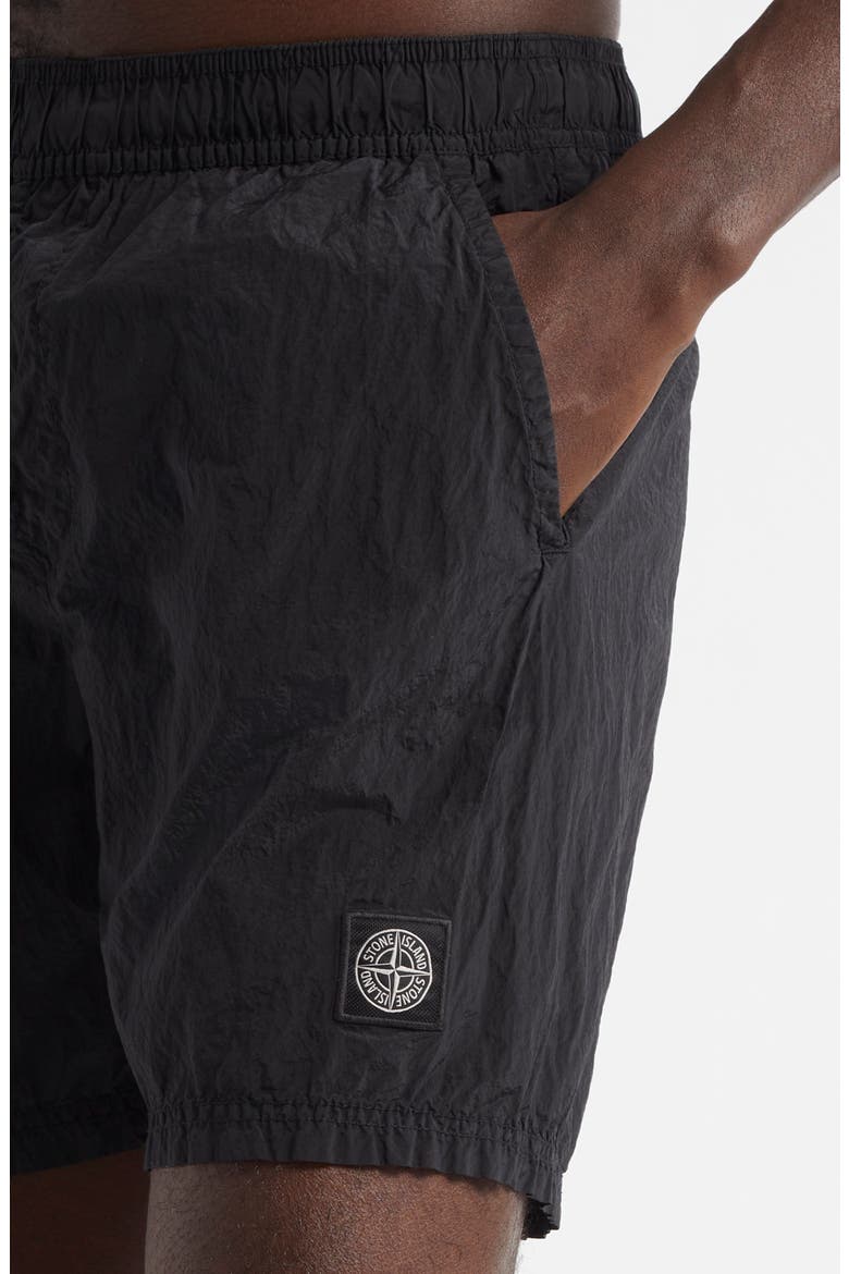 Compass Logo Patch Swim Trunks, Alternate, color, V0029 BLACK