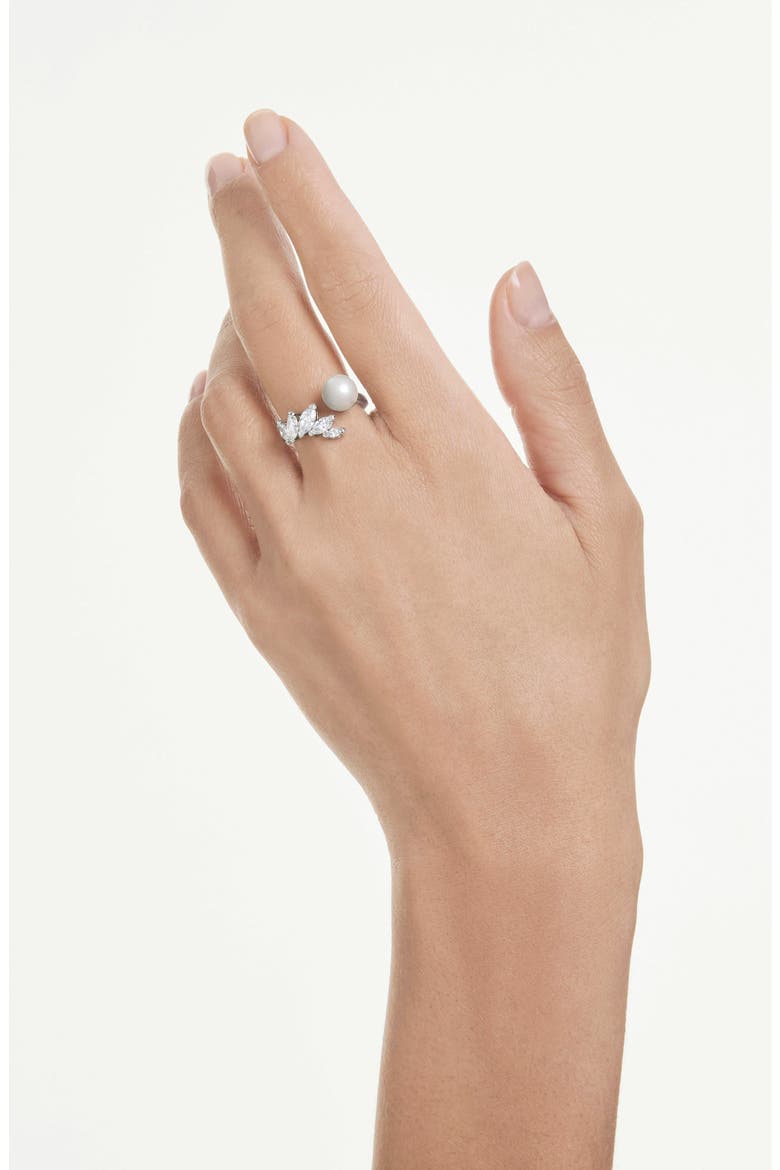 Mesmera Crystal Pearl Cluster Ring, Alternate, color, WHI/ RHS