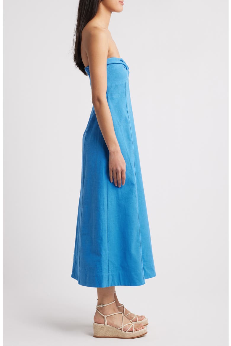 Elia Linen Blend Strapless Dress, Alternate, color, LAPIS BLUE