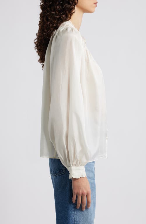 Loveshackfancy Carnie Lace Silk Shirt In White