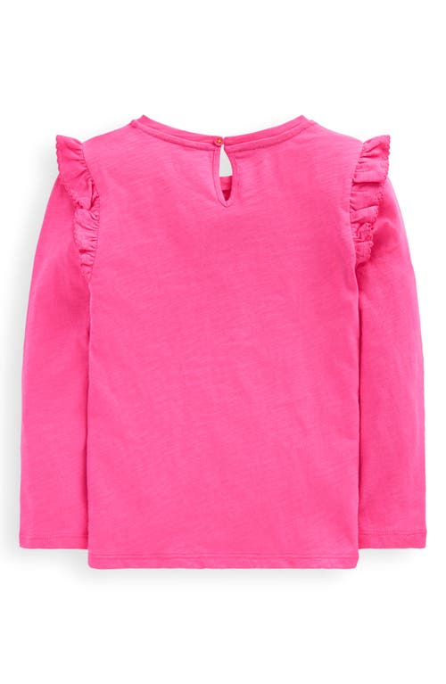 Mini Boden Kids' Frill Sleeve Slub Top In Pink