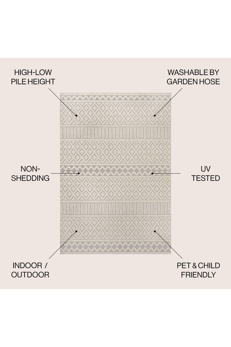 Ormond High-Low Modern Trellis Geometric Indoor/Outdoor Area Rug, Alternate, color, Cream/Gray