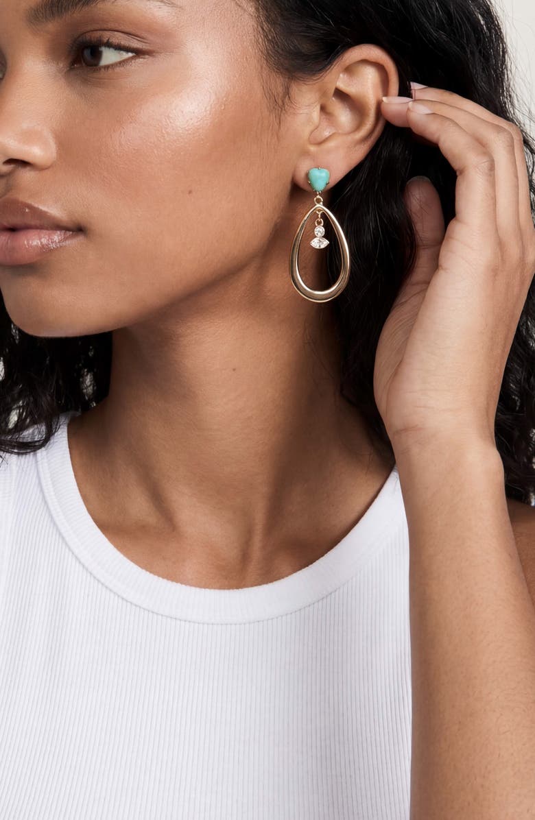 Ettika Turquoise Oval Drop Earrings, Alternate, color, Turquoise