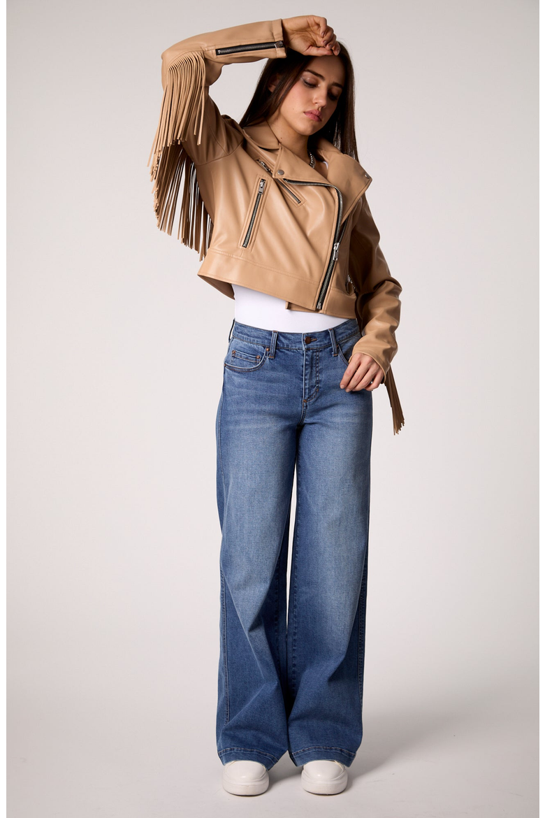 The Way She Moves Unreal Leather Jacket, Alternate, color, Sand Dune
