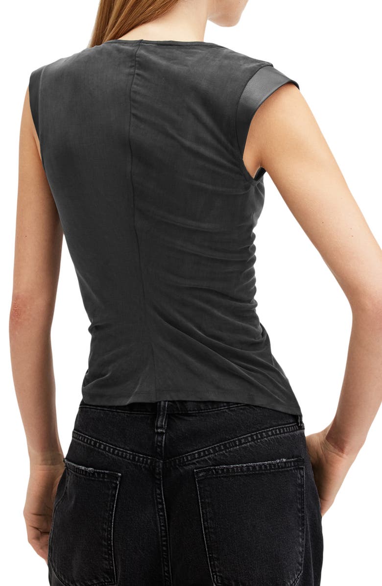 AllSaints Umbra Asymmetric Exposed Zip Top, Alternate, color, Black