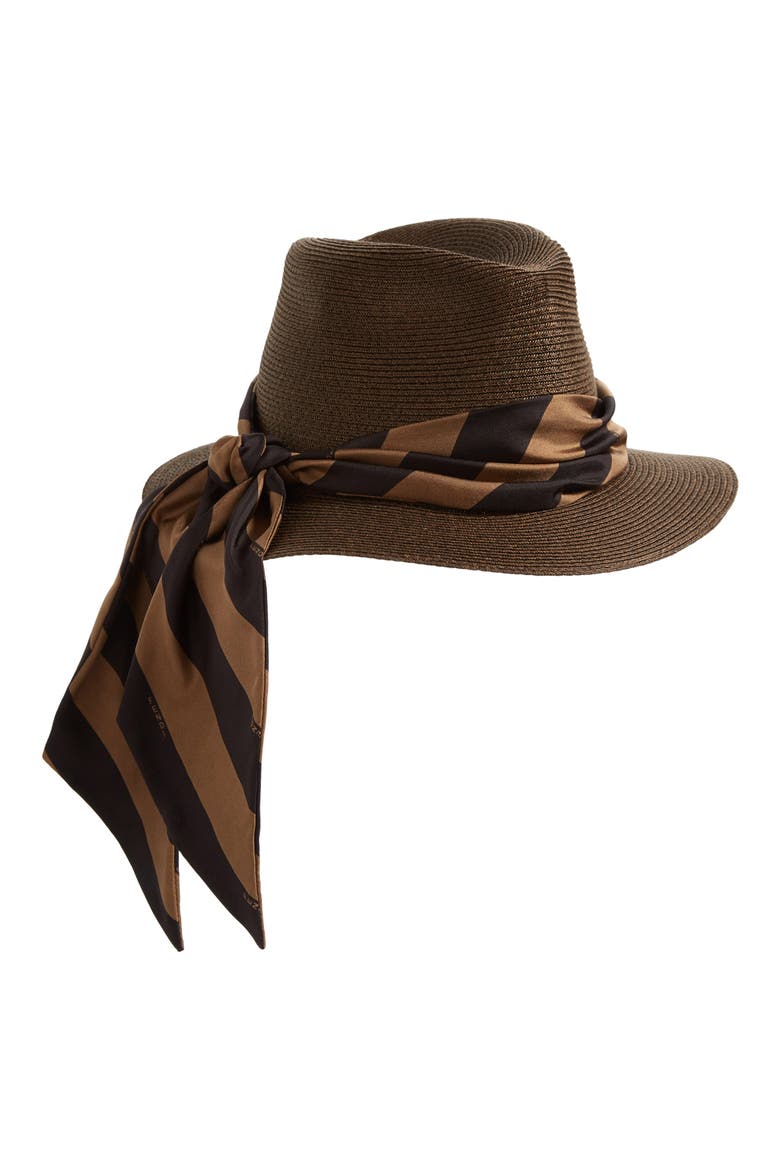 Packable Straw Hat, Main, color, BLACK/ MUD