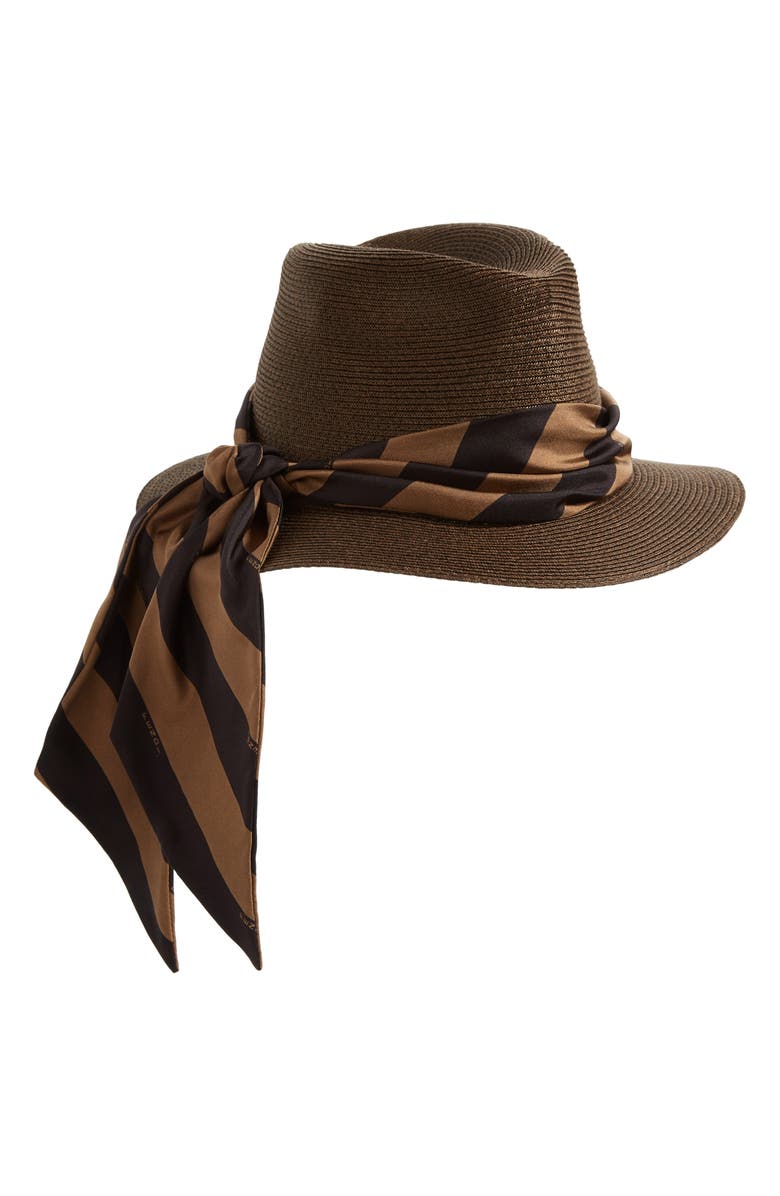 Fendi Packable Straw Hat, Main, color, 