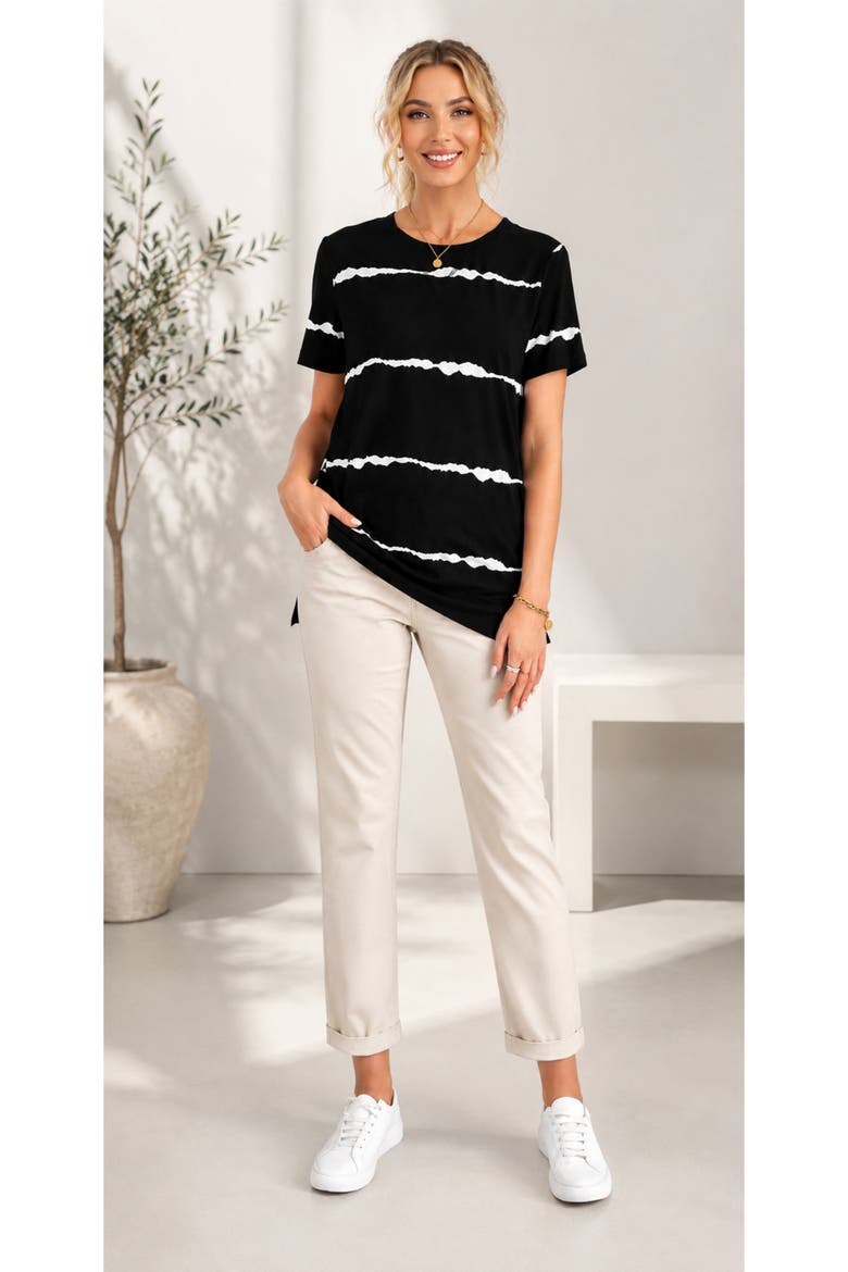 Tie-Dye Stripe Side-Slit Tunic Tee, Alternate, color, Midnight Black