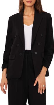 Halogen® Scrunch Sleeve Double Breasted Blazer