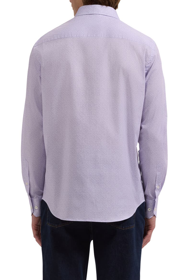 Axel Shaped Fit Geo Print Stretch Cotton Button-Up Shirt, Alternate, color, LILAC