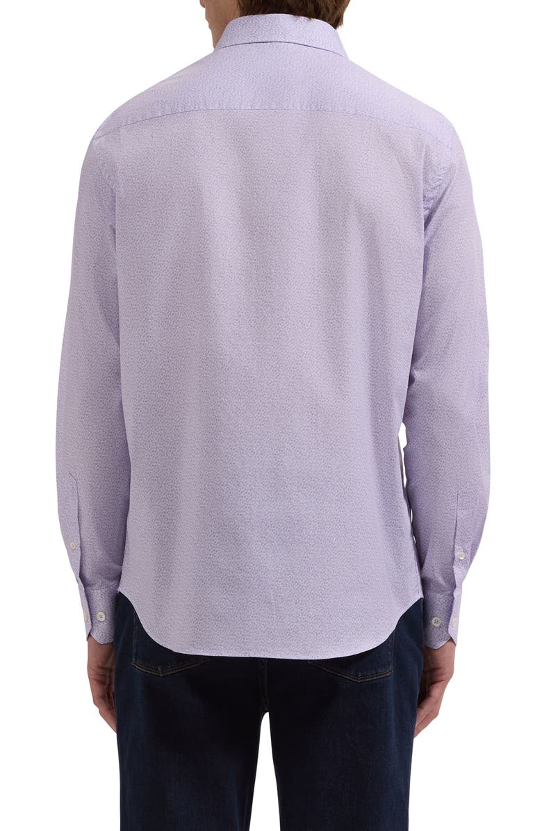 Bugatchi Axel Shaped Fit Geo Print Stretch Cotton Button-Up Shirt, Alternate, color, Lilac