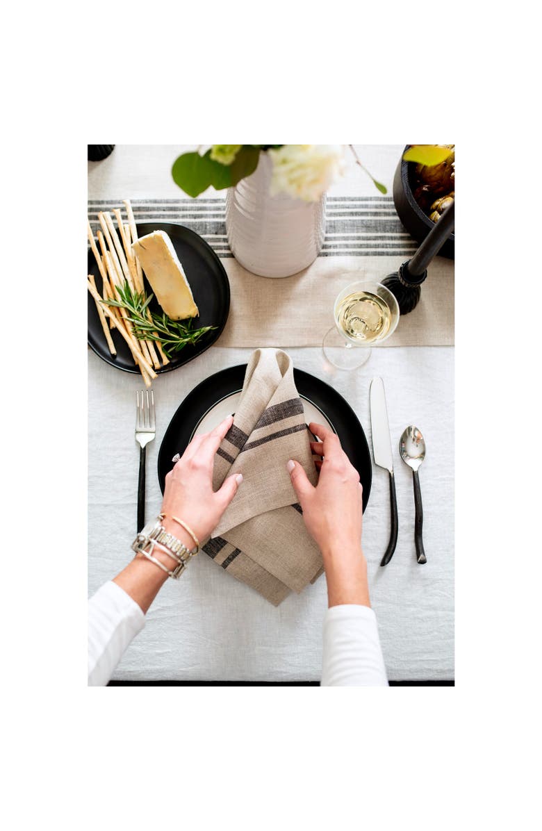 Solino Home Linen Dinner Napkins - Farmhouse, 20" x 20", Alternate, color, Black And Natural