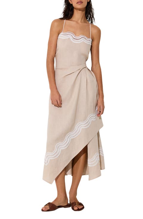 Arla Embroidered Linen Cover-Up Dress
