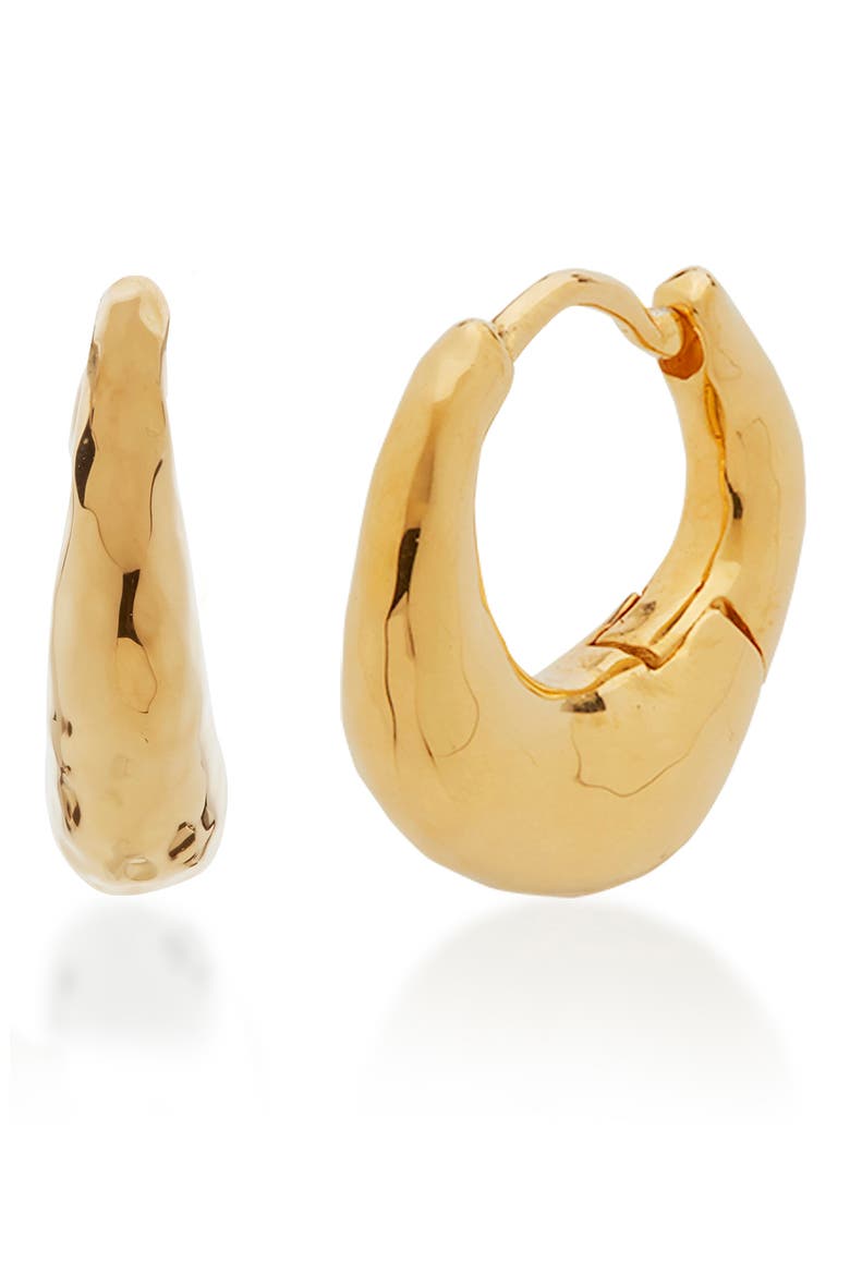 Deia Huggie Hoop Earrings, Main, color, YELLOW GOLD