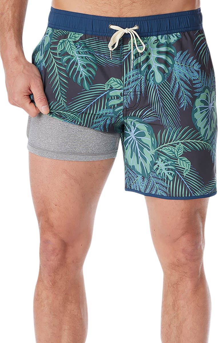 Fair Harbor Anchor Water Repellent Swim Trunks, Alternate, color, Navy Evergreen