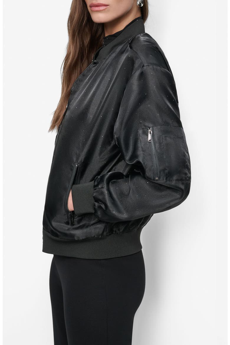 Oversize Organza Bomber Jacket, Alternate, color, BLACK