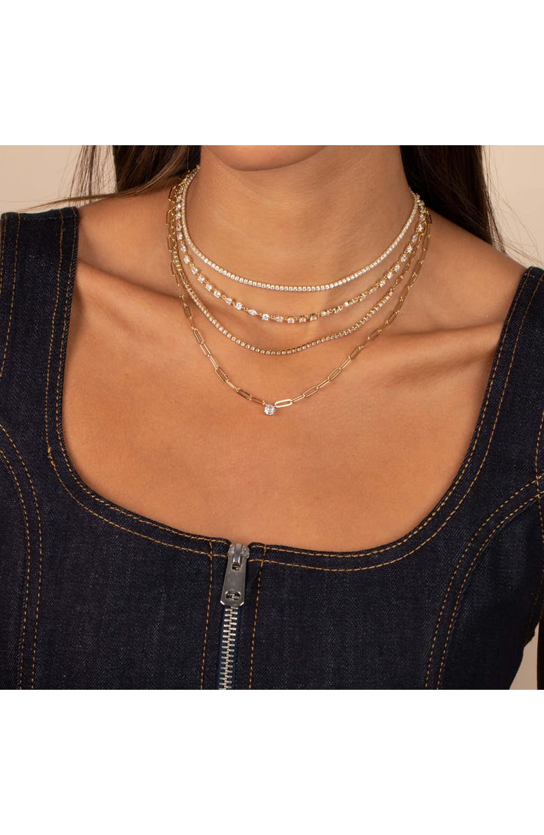 BY ADINA EDEN CZ Three Prong Chain Tennis Necklace, Alternate, color, 