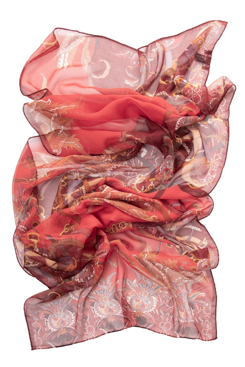 Alessandra - Long Sheer Silk Scarf for Women, Alternate, color, Red