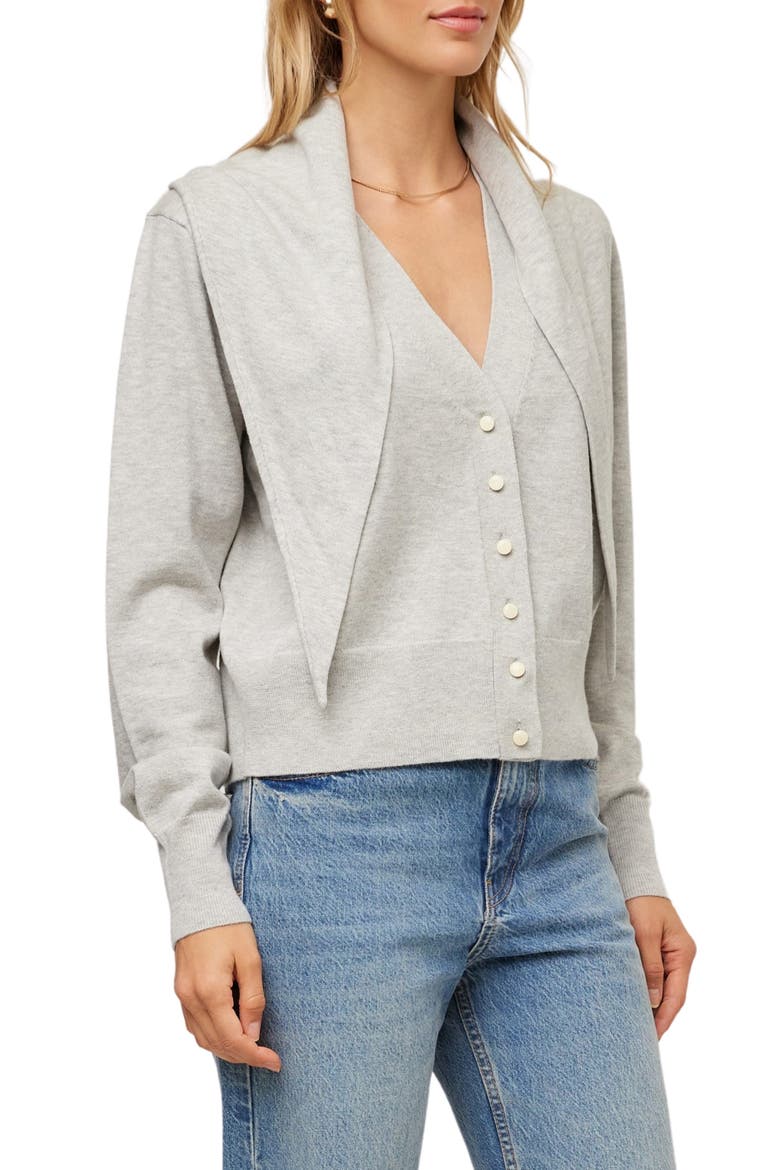 Wren Scarf Cardigan, Alternate, color, LIGHT GRAY