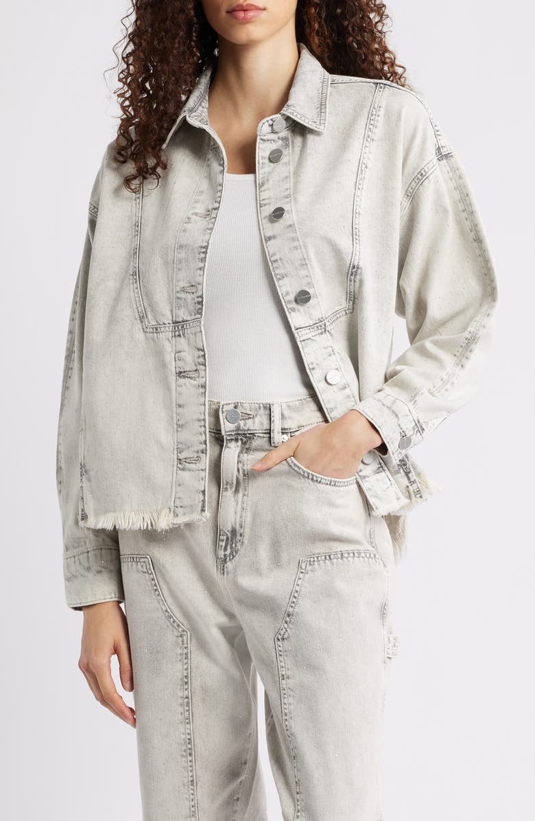 AllSaints Hettie Oversize Denim Shacket, Main, color, Snow Grey