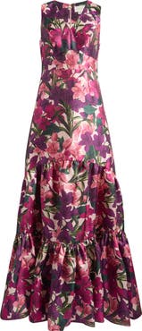 Sachin & Babi Rori Floral Sleeveless Mikado Gown