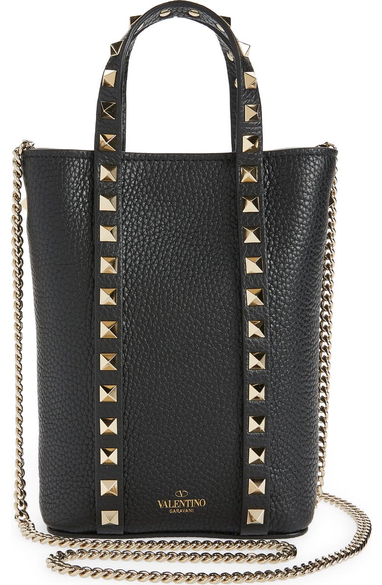 Valentino Garavani Rockstud Leather Tote, Alternate, color,