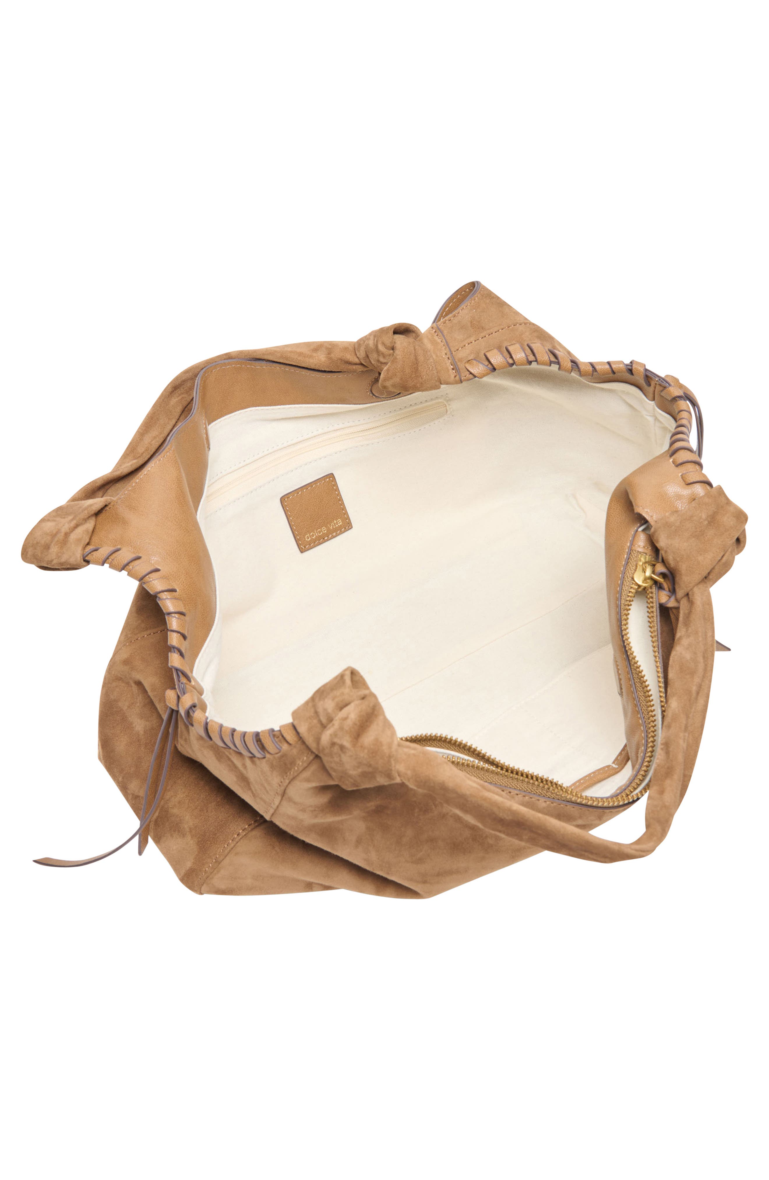 Paola Suede Hobo, Alternate, color, DARK TAN