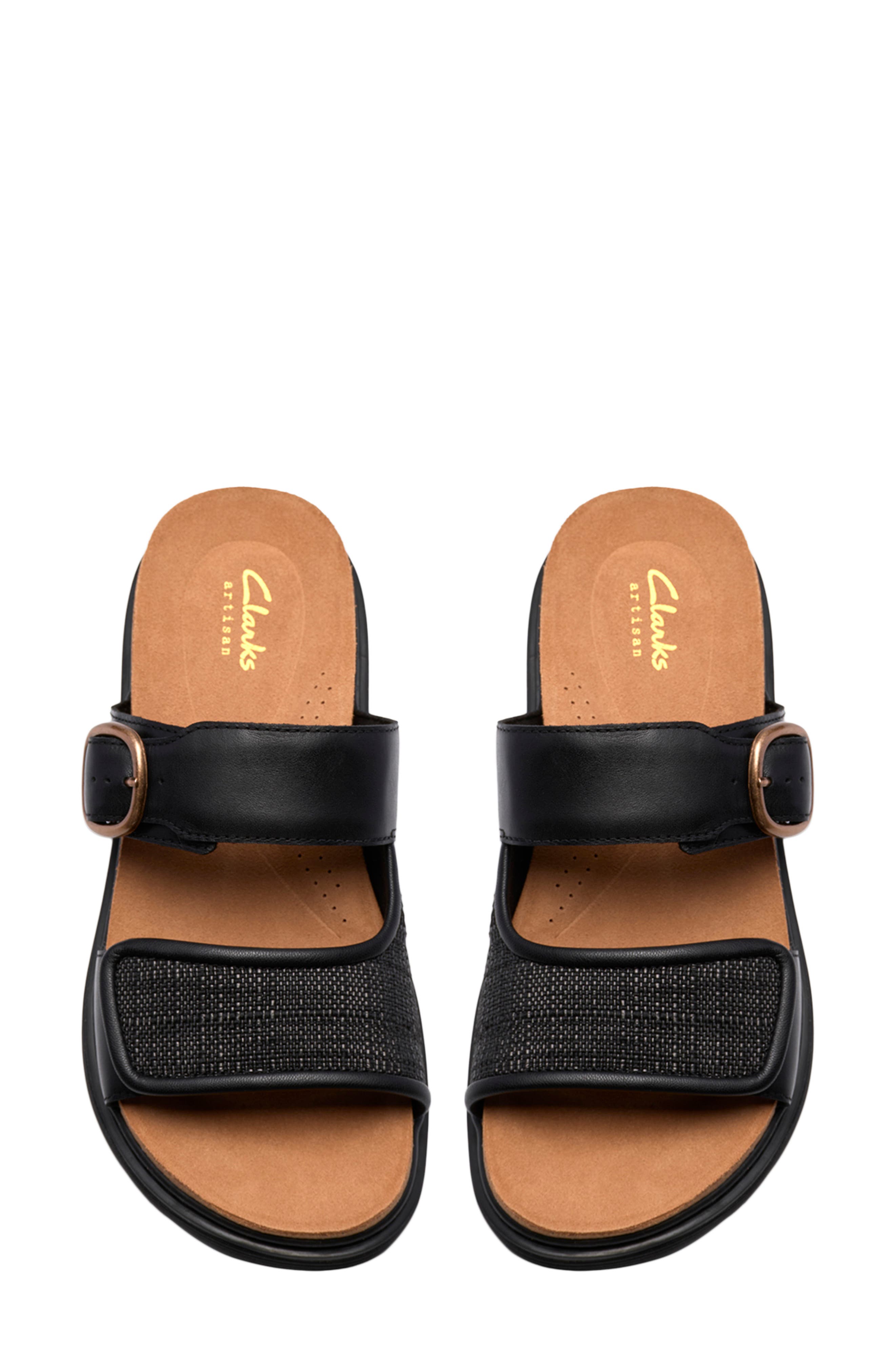 Clarks<sup>®</sup> Arwell Step Sandal, Alternate, color, Black Leather