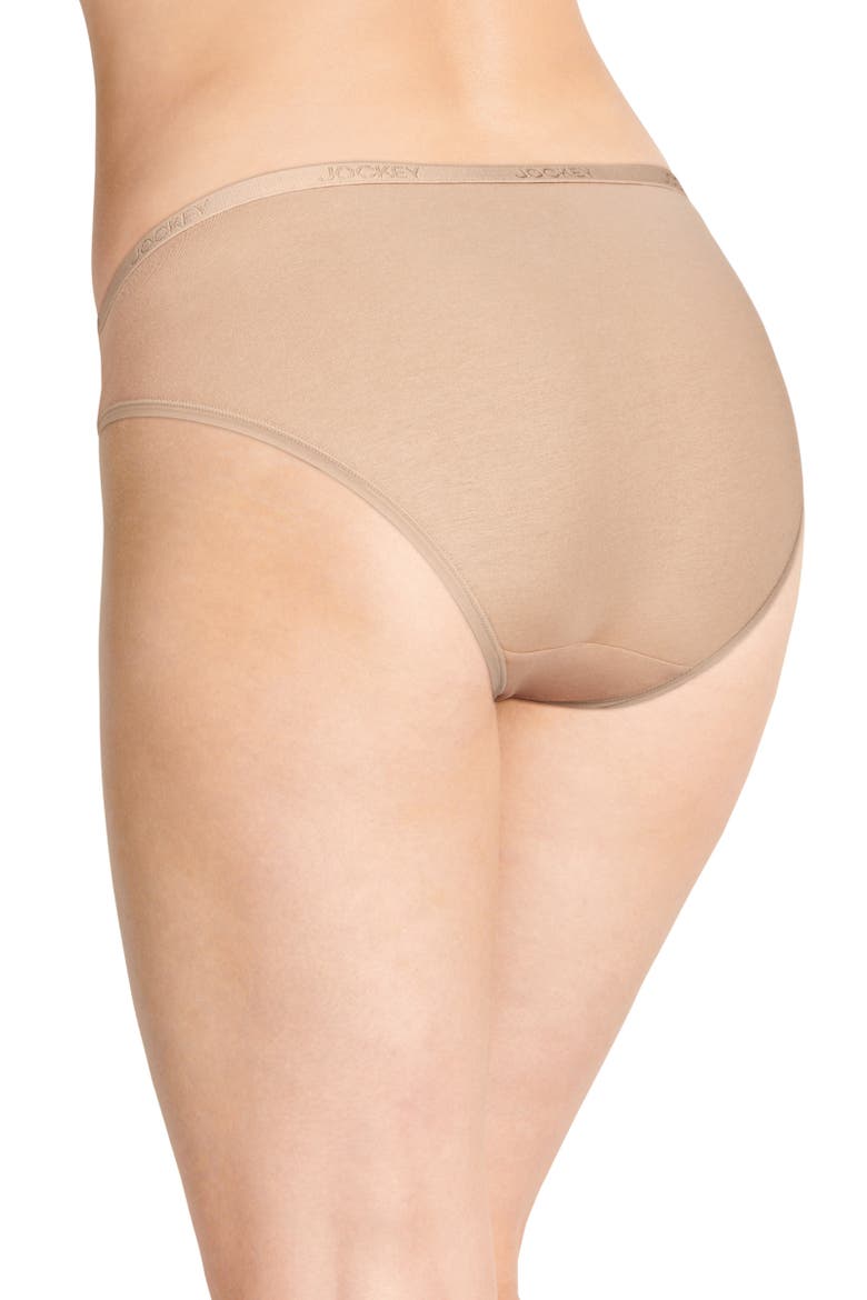 Womens Organic Cotton Stretch Bikini - 6 Pack, Alternate, color, Almond/Light/Ivory
