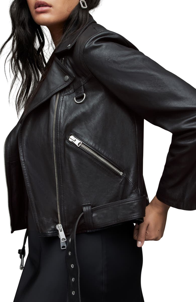 AllSaints Gidley Leather Biker Jacket, Alternate, color,
