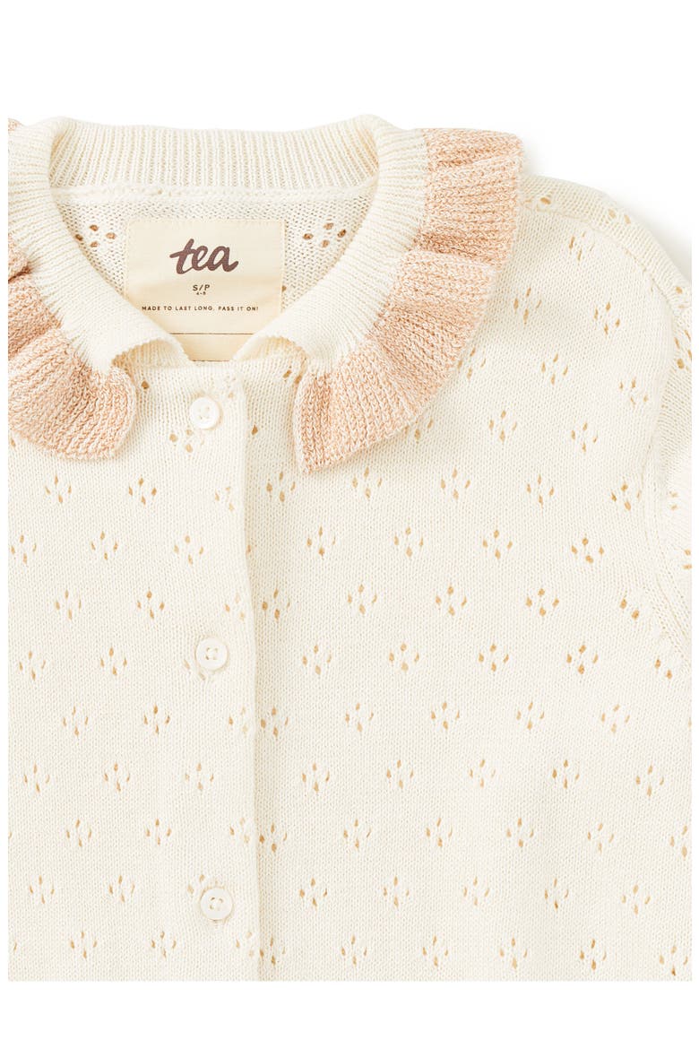 Collared Pointelle Cardigan, Alternate, color, Chalk