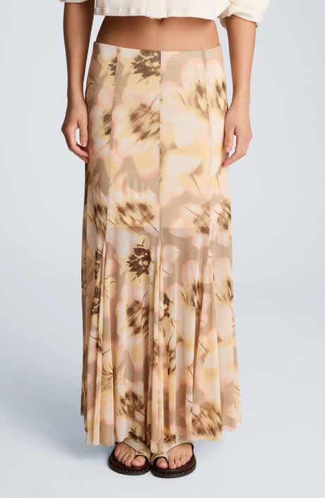 Midi Flare Godet Skirt