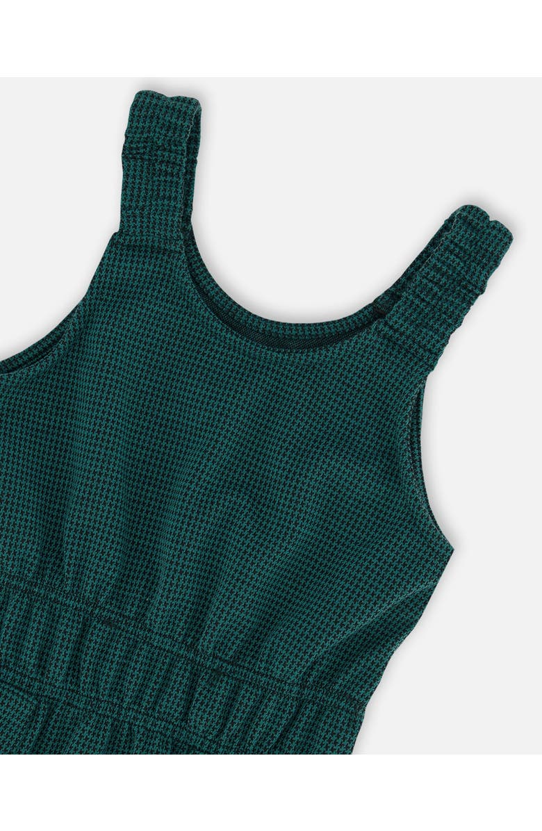 Deux par Deux Little Girl's Jumper Dress With Pocket Houndstooth Teal, Alternate, color, 