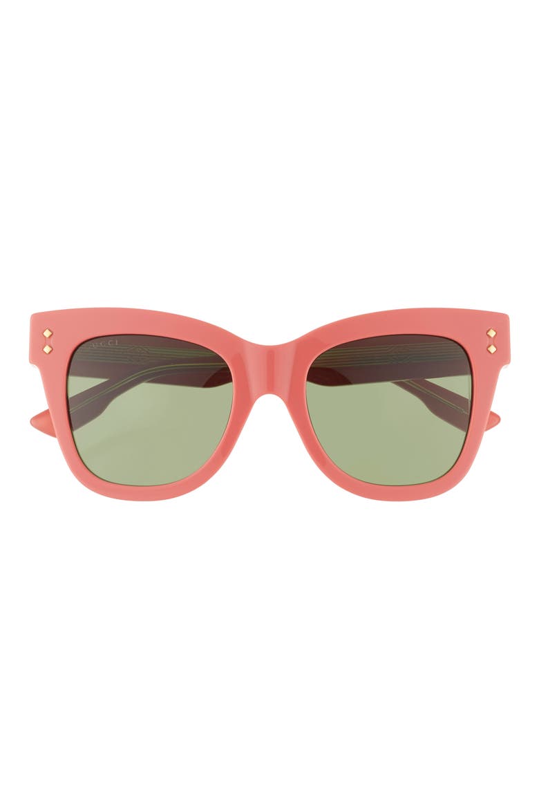 52mm Cat Eye Sunglasses, Main, color, PINK PINK GREEN