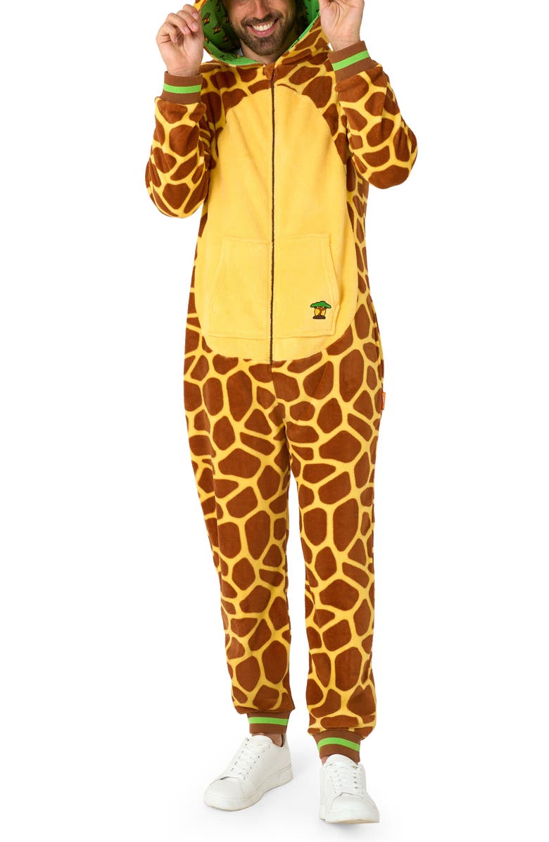 OppoSuits Giraffe Hooded Fleece Costume Jumpsuit, Main, color, Beige