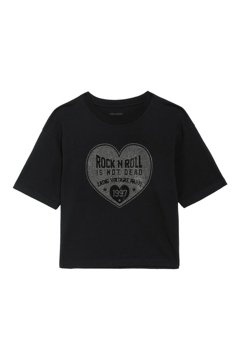 Taida Crystal Embellished Graphic Heart T-Shirt, Alternate, color, BLACK