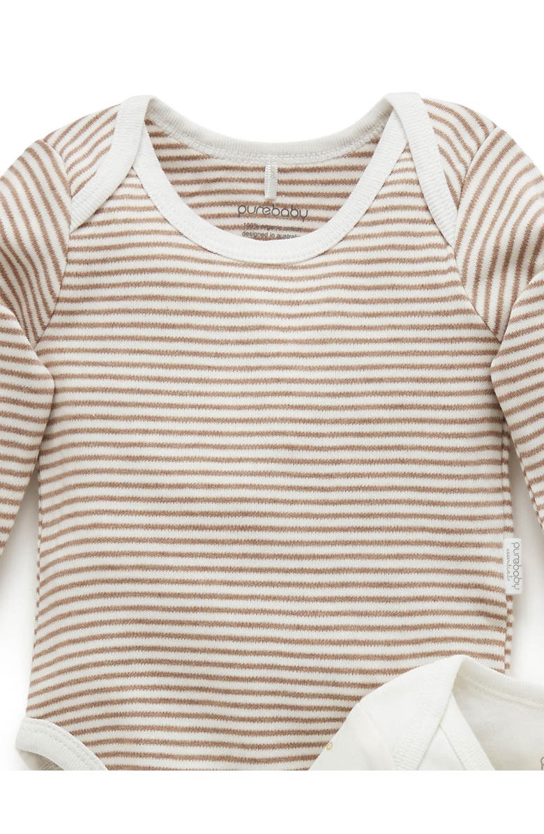 Purebaby 2 Pack Long Sleeve Bodysuit, Alternate, color, Vanilla Wattle Bee Pack