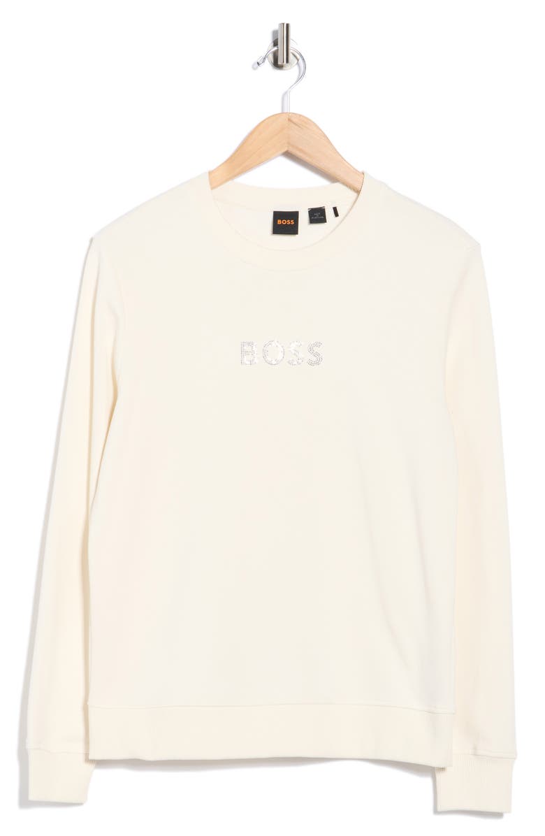 BOSS Orange Bossa Embellished Long Sleeve T-Shirt, Main, color, Open White