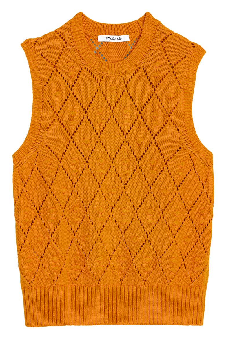 Zendaya Cotton Sweater Vest, Main, color, GOLDEN SAFFRON