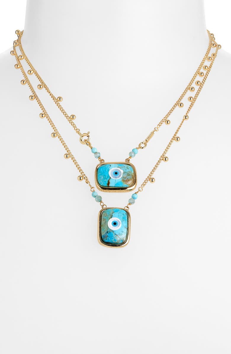 Gas Bijoux Scapulaire Layered Necklace, Alternate, color, Blue