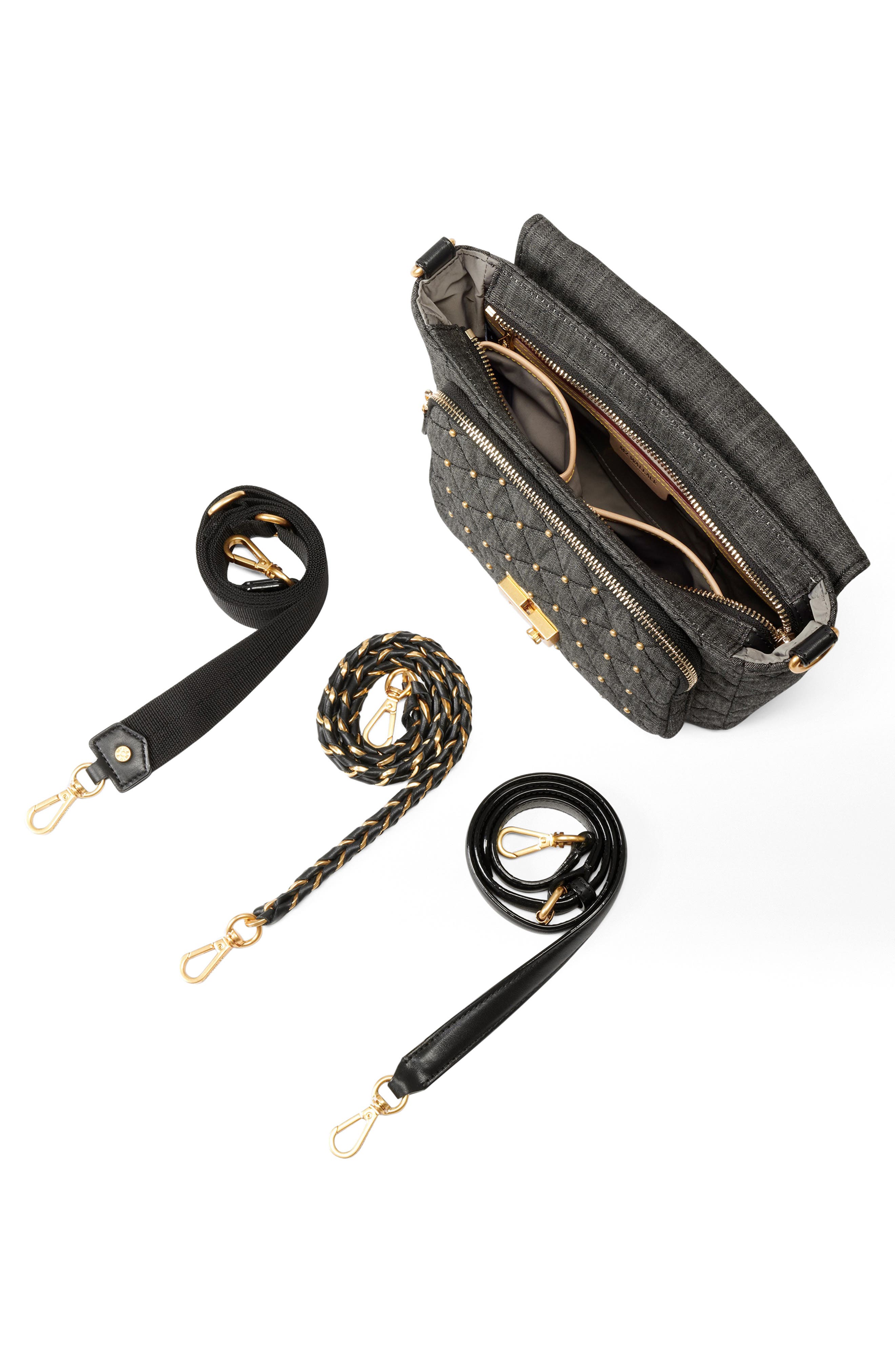 MZ Wallace Medium Crosby Lock Quilted Denim Crossbody Bag, Alternate, color, 