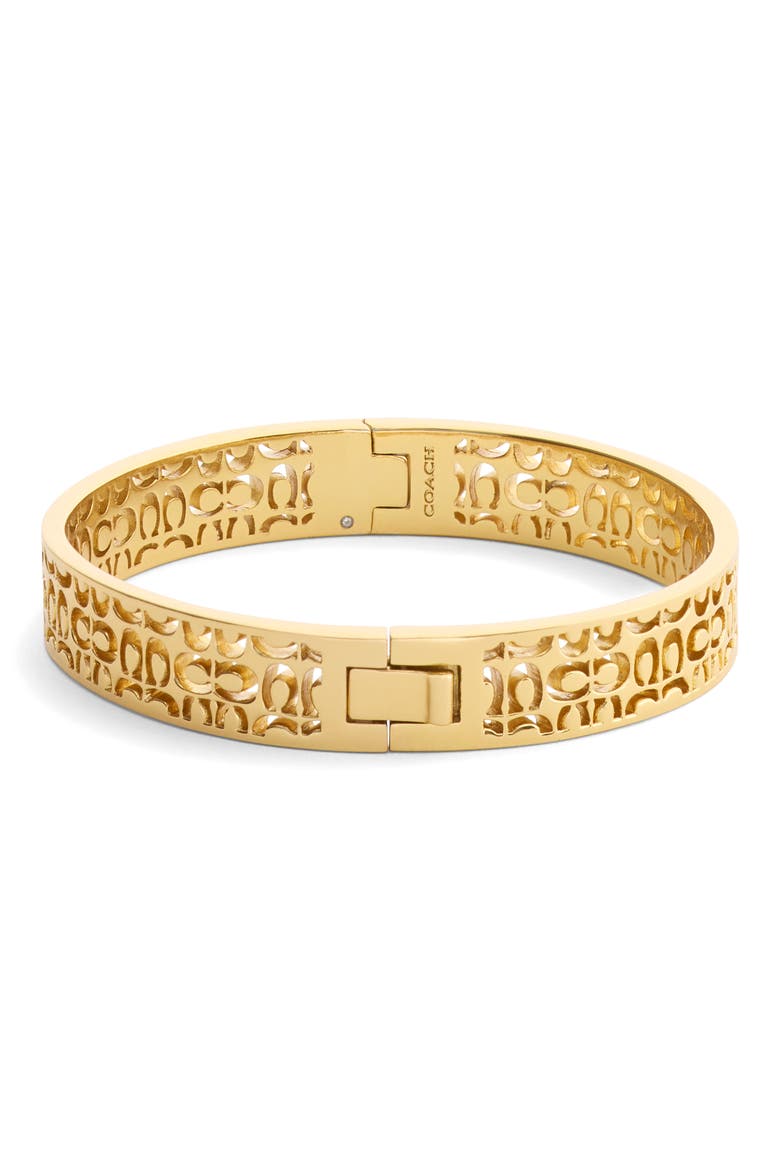 Quilted C Cutout Bangle, Alternate, color, SHINY GOLD