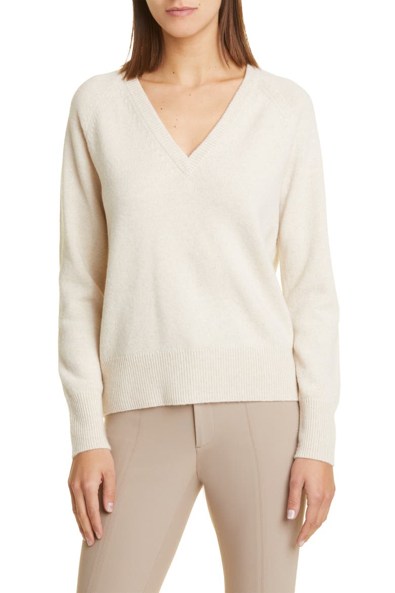 Raglan Sleeve Wool & Cashmere Sweater, Main, color, ECRU