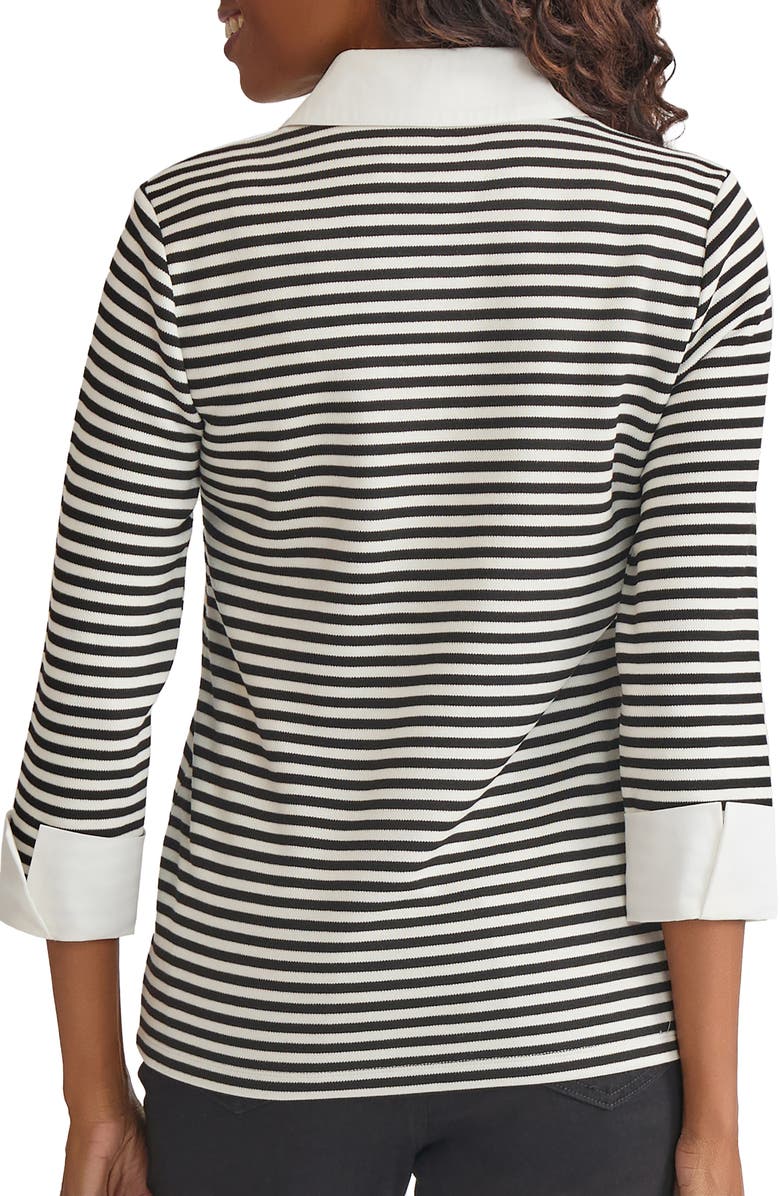 Jones New York Stripe Mixed Media Top, Alternate, color, 