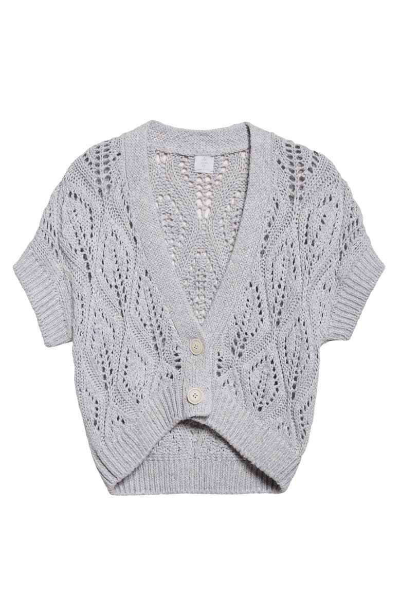 Eleventy Open Knit Linen Blend Cardigan, Alternate, color, 130 Sky Blue