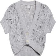 Eleventy Metallic Linen, Cotton & Silk Blend Pointelle Cardigan